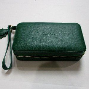 Leather Green Pandora Jewelry Travel Case